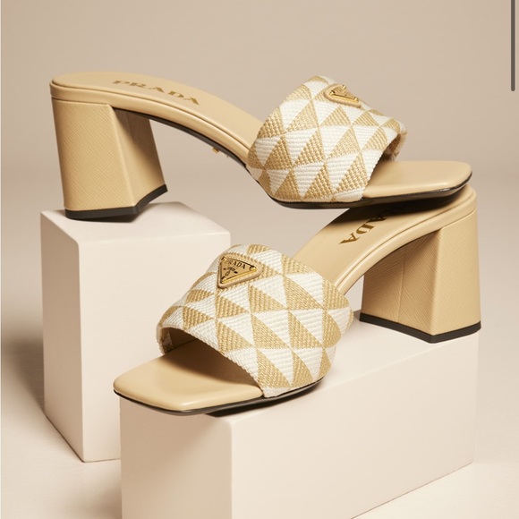 Prada Triangle Jacquard Slide Sandal size 38 - Picture 1 of 10